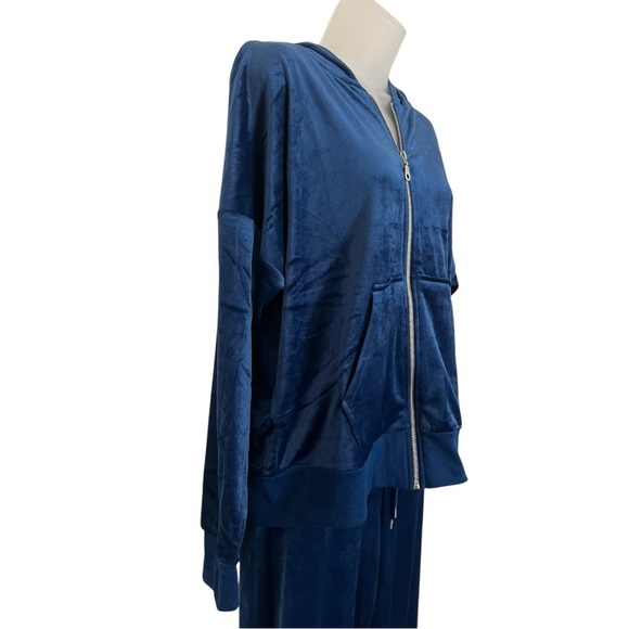 Felina Size XL  Hoodie Jogger Blue 2-Piece Velour Set Soft Relaxed Fit - Picture 5 of 9